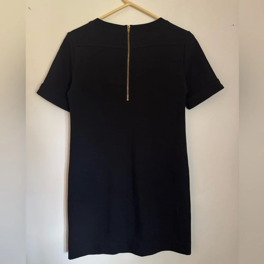 J. Crew Black Mini Dress with Gold Zippers, Size 0